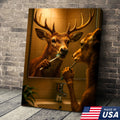 Deer Brushing Teeth Canvas – Funny Bathroom Wall Art, Cabin Decor Gift for Hunters