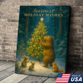 Warmest Holiday Wishes Woodland Christmas Art – Cute Bear & Forest Animals Wall Print