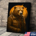Smoking Bear Wall Art Canvas – Badass Leather Jacket Print product image 1