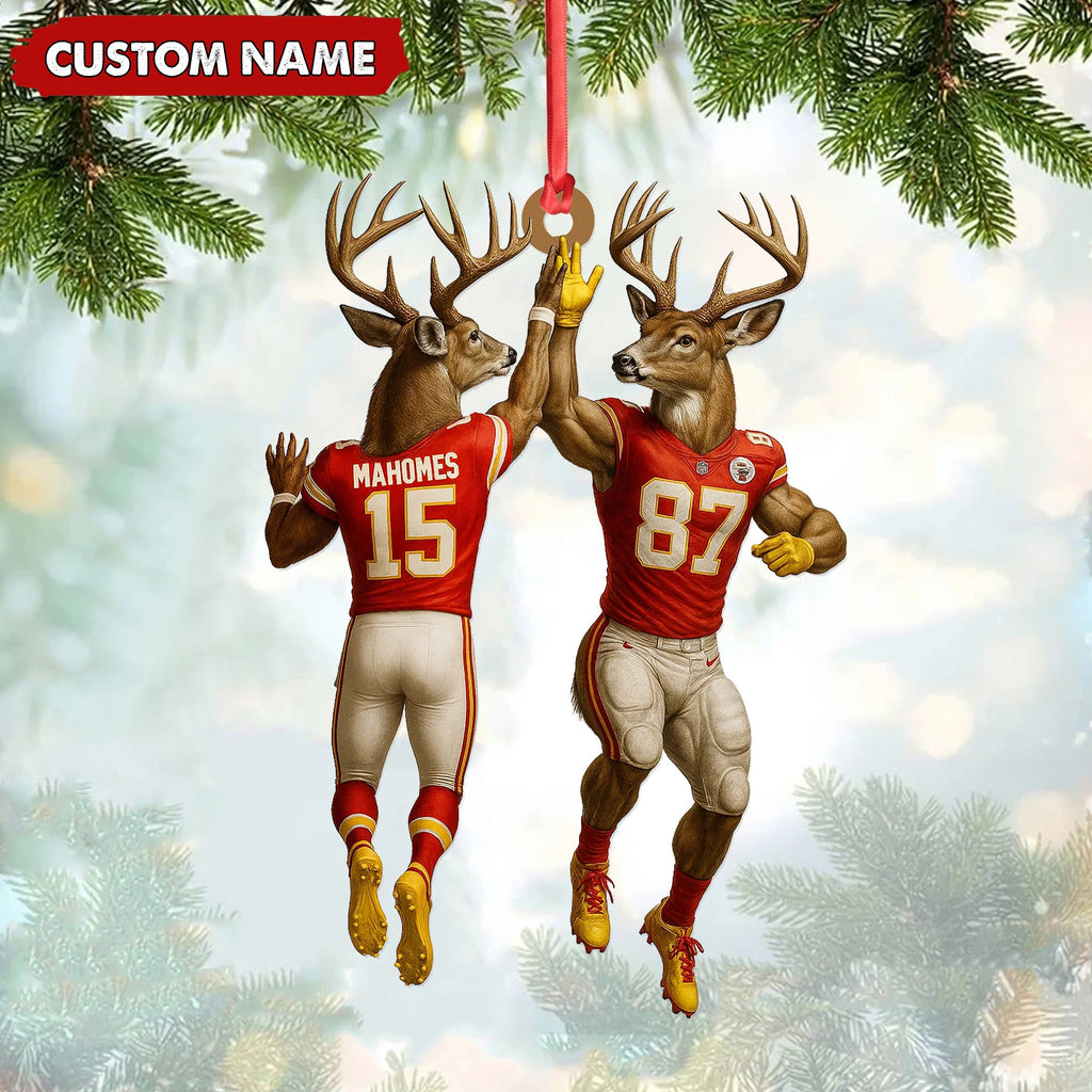 Personalized Football Christmas Ornament, Custom Name Deer product image 1