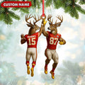 Personalized Football Christmas Ornament, Custom Name Deer product image 1