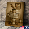 Funny Jackrabbit Bathroom Canvas Wall Art – Rustic Wildlife Lodge Decor Gift for Hunters & Cabin
