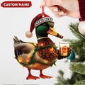 Personalized Funny Duck Smoking Acrylic Christmas Ornament – Custom Name Drinking Gift For Hunters
