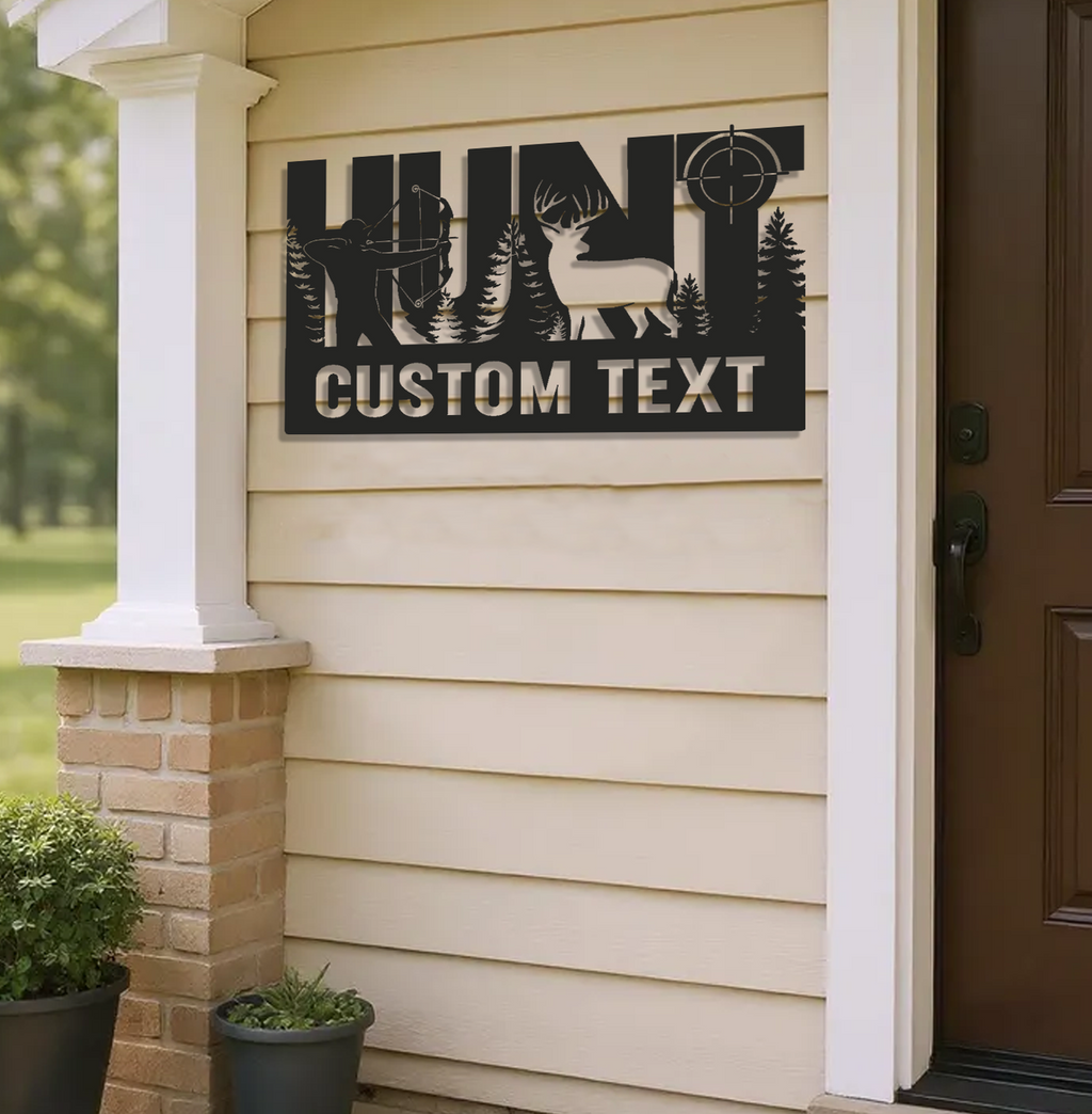 Personalized Bow Hunter Metal Sign WITH LED/WITHOUT LED, Custom Name Deer Light