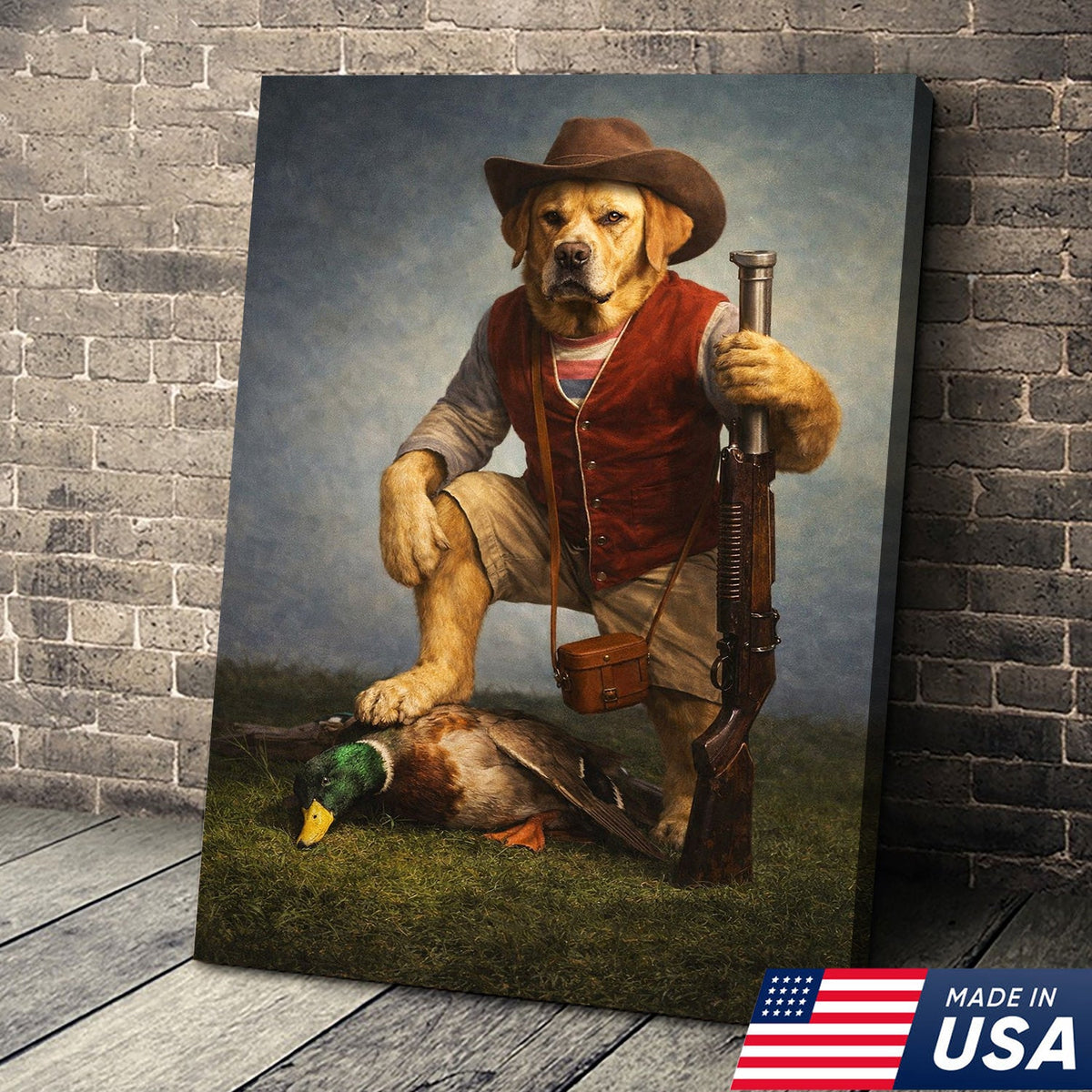 Funny Hunting Dog Canvas Wall Art Duck Hunter Dog Outdoor Decor