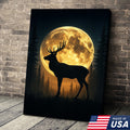 Moonlit Deer Silhouette Canvas – Rustic Forest Wall Art for Cabin & Lodge Decor