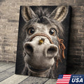 Funny Donkey Canvas Wall Art – Curious Donkey Portrait Farm Animal Wall Decor