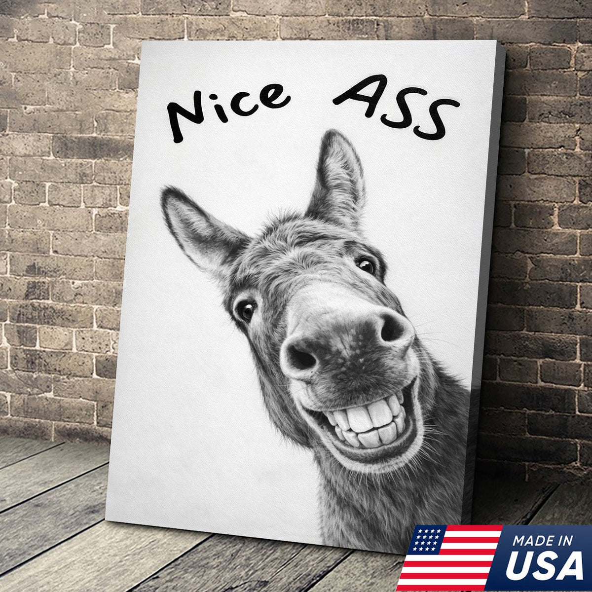 Funny Donkey Bathroom Wall Art, Nice Ass Donkey Canvas