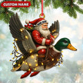 Personalized Santa Riding Duck Ornament, Custom Name Christmas Gift for Hunters