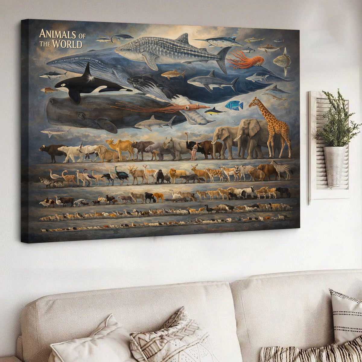 Animals Of The World Canvas – Educational Animal Chart Wall Art