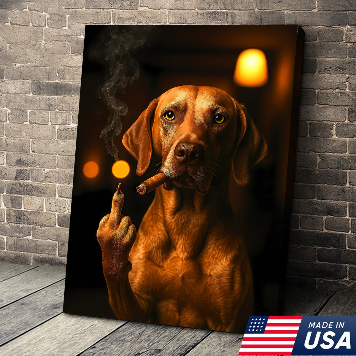 Funny Smoking Dog Canvas – Badass Gift for Hunters & Dog Lovers