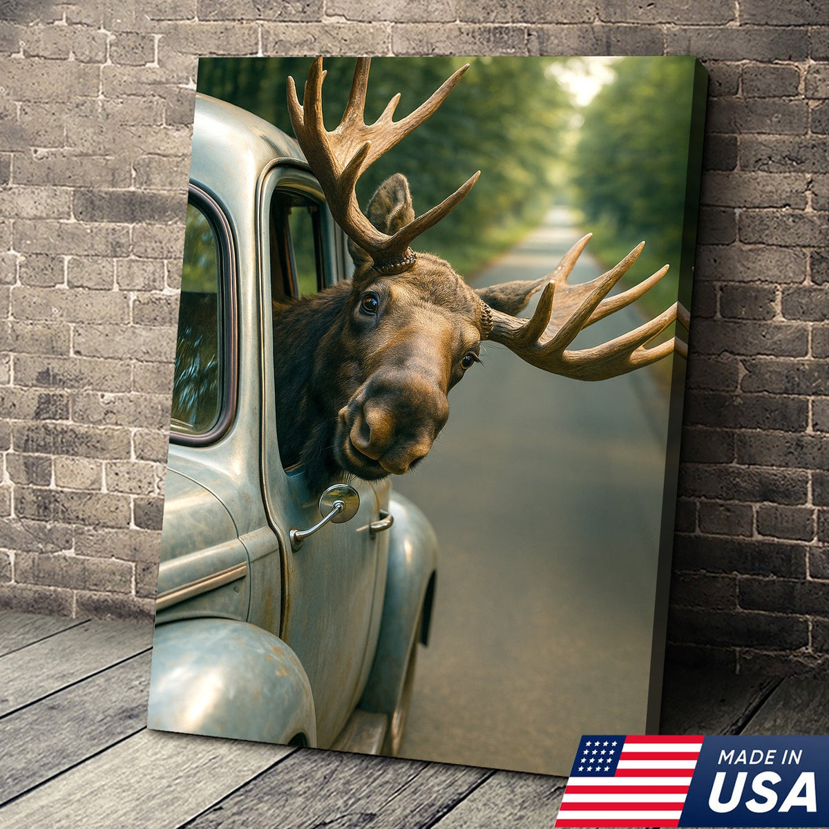 Funny Moose Canvas – Hilarious Wildlife Wall Art Gift for Hunters, Cabin or Lodge Decor