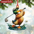 Personalized Acrylic Duck Golf Christmas Ornament – Custom Name Funny Hunter Gift for Golf Lovers