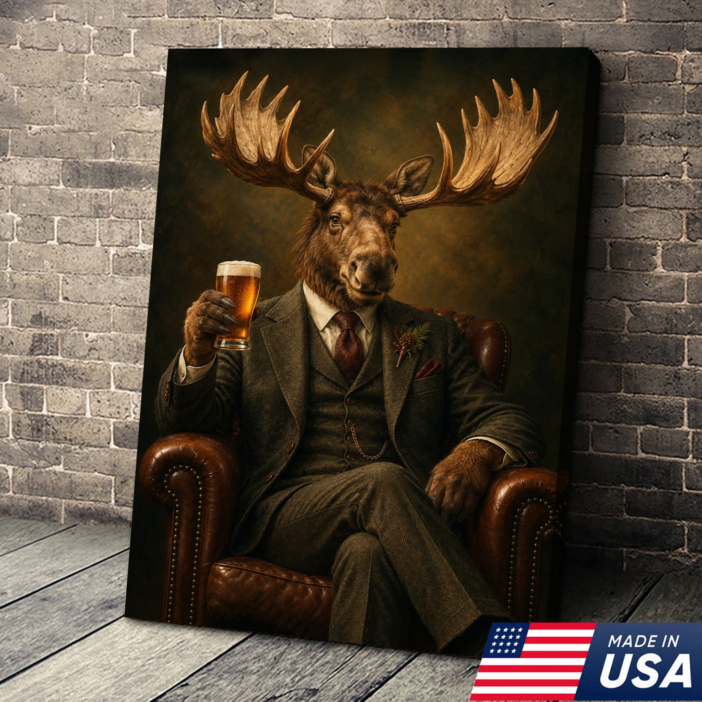 Regal Moose Gentleman Canvas