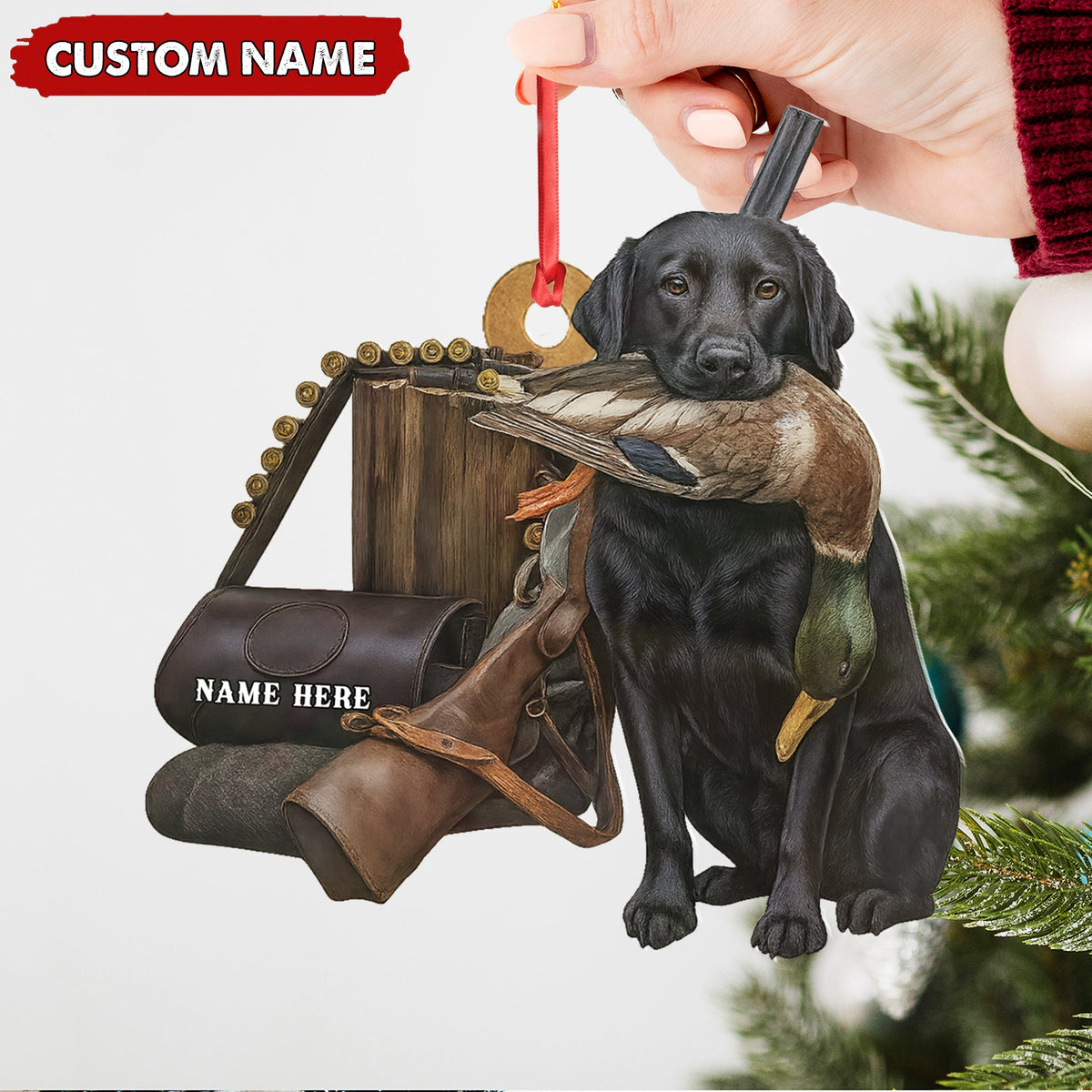 Personalized Duck Hunting Dog Ornament – Personalized Acrylic Christmas Decor for Hunters