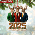 Personalized Brothers Forever 2025 Christmas Ornament, Custom Name Deer Trio in Suits, Funny Family Brother Gift Decor