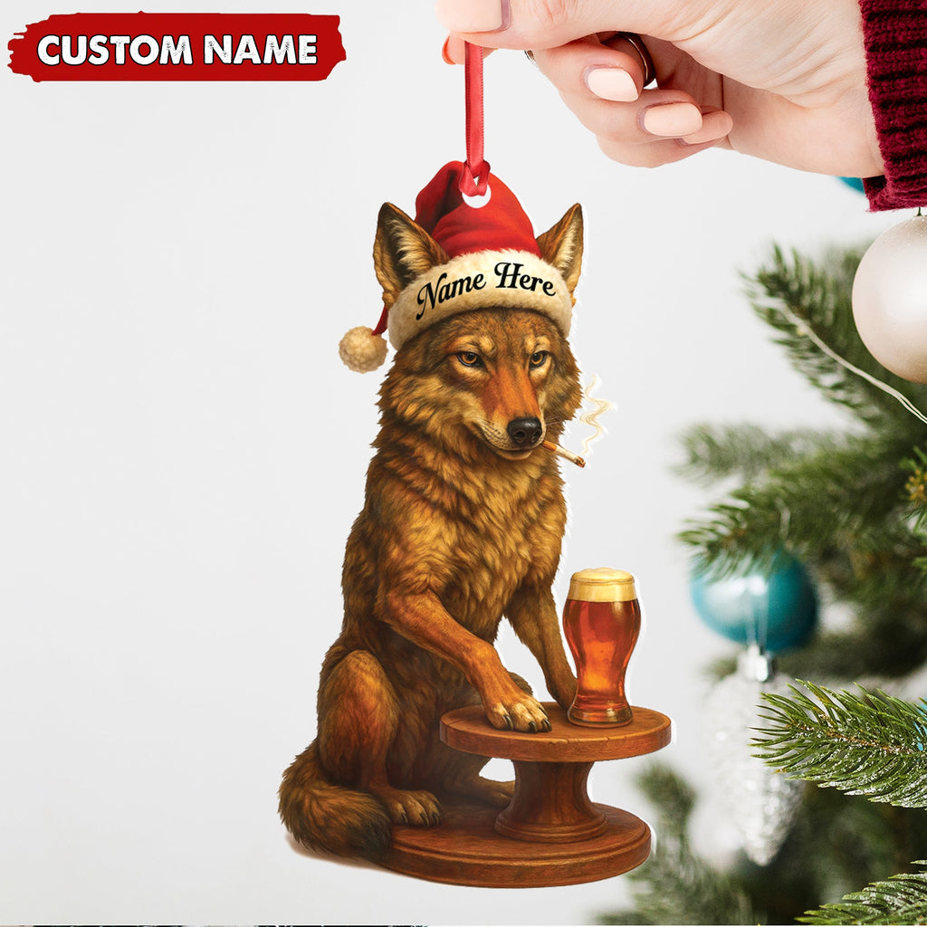 Personalized Acrylic Wolf Coyote Christmas Ornament – Personalized Holiday Decoration for Hunters & Wildlife Lovers