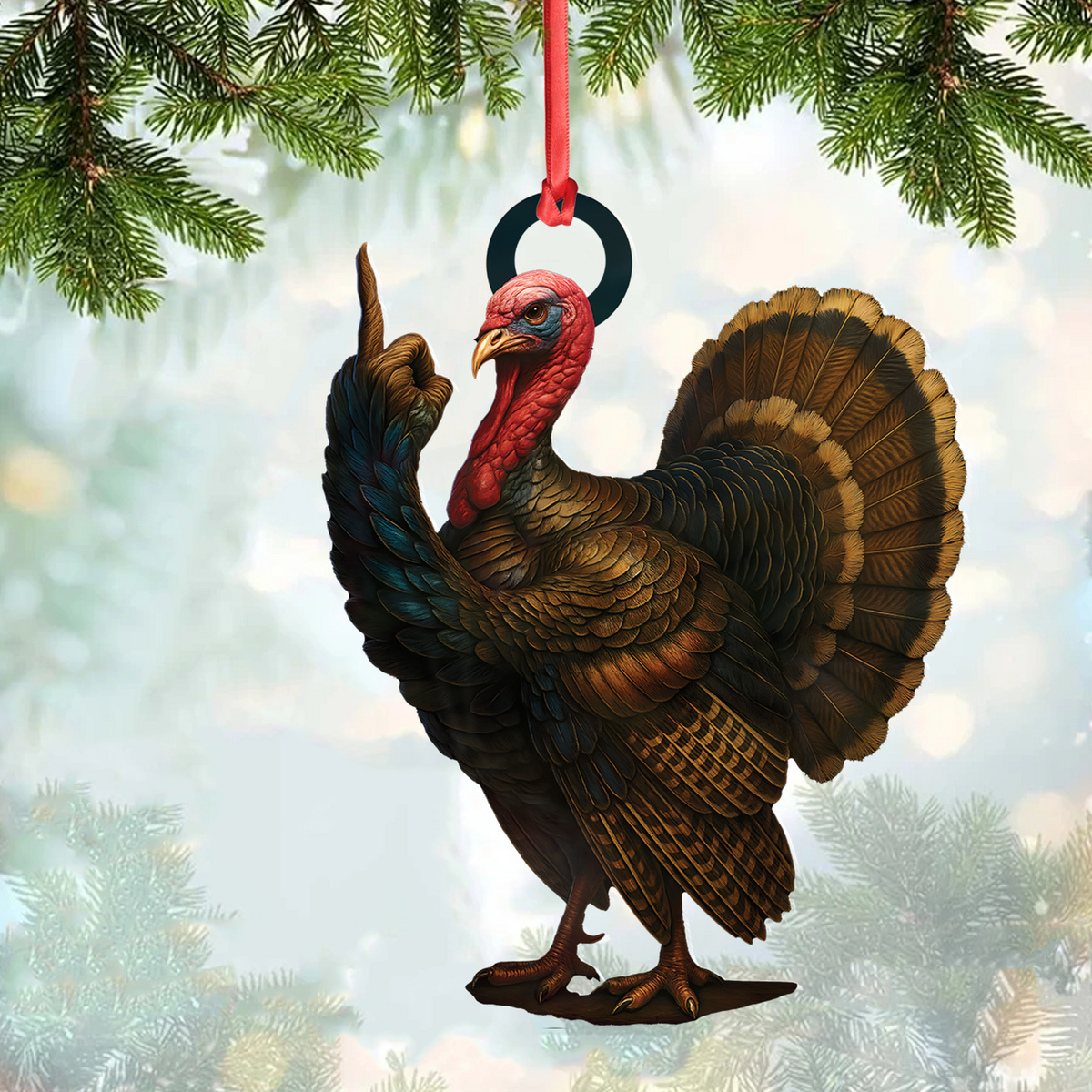 Personalized Funny Turkey Acrylic Ornament – Hilarious Christmas Decoration for Hunters