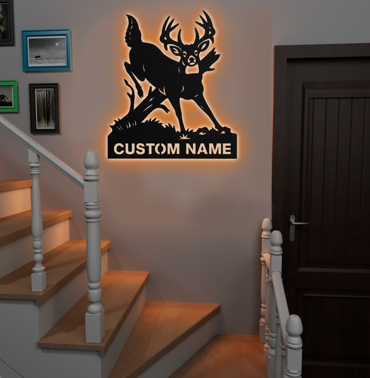Personalized Deer Hunting Buck Metal Sign WITH LED/WITHOUT LED – Rustic Cabin Wall Decor