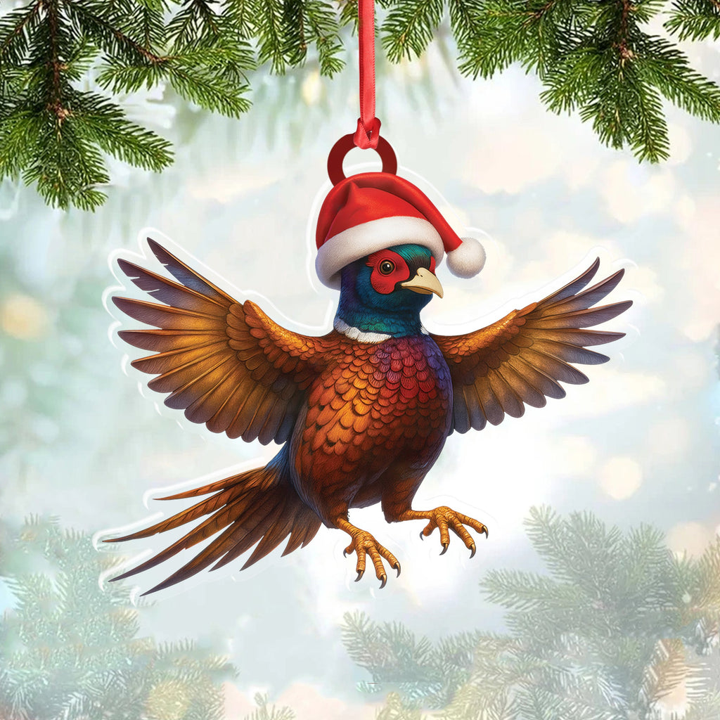 Christmas Pheasant Acrylic Christmas Ornament – Funny Hunting Bird Decor Gift for Hunters & Outdoor Lovers