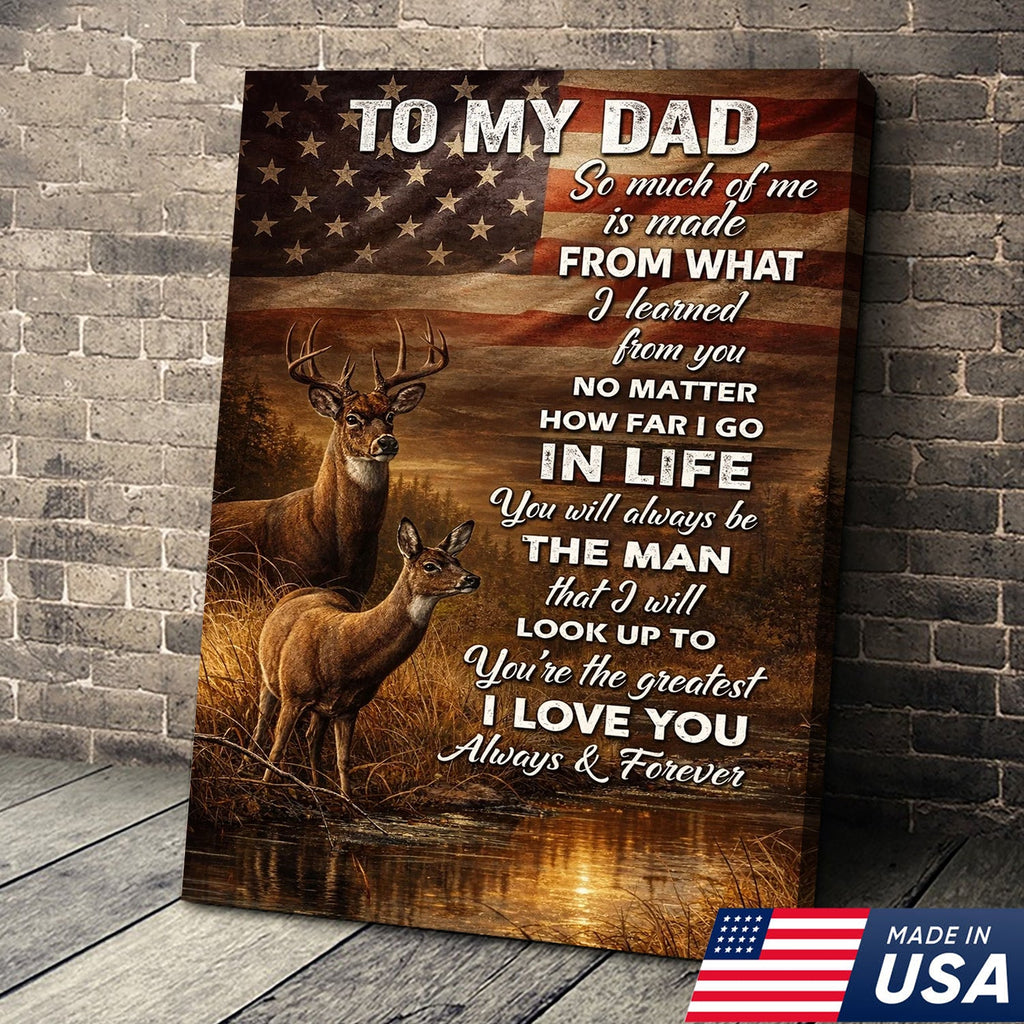To My Dad Deer Canvas Wall Art – Father Appreciation Gift from Son or Daughter