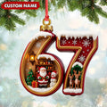 Personalized 67 Christmas Ornament, Custom Name Santa & Reindeer Number 67 Bauble, Holiday Tree Decoration