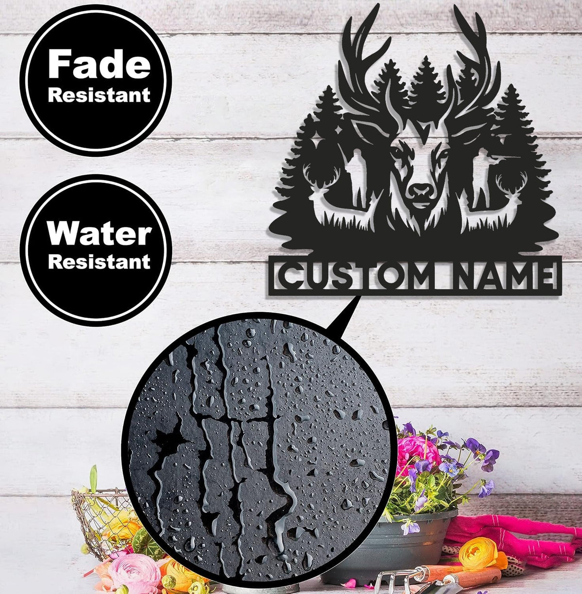 Personalized Deer Hunting Metal Sign WITH LED/WITHOUT LED – Rustic Cabin Wall Decor