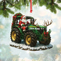 Custom Name Santa Tractor Ornament, Farmer Christmas Tree Decor, Personalized Farm Gift