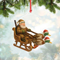 Personalized Funny Santa Hunter Acrylic Ornament– Duck Hunting Christmas Wall Art, Santa Claus with Ducks Sleigh, Custom Hunter Gift for Men