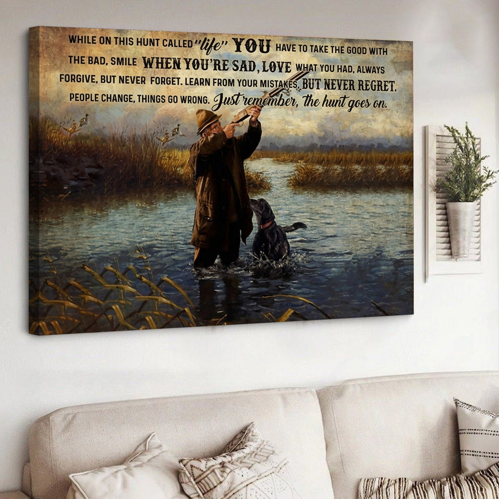 Hunting Life Canvas Wall Art – Motivational Hunting Quote Decor for Hunters