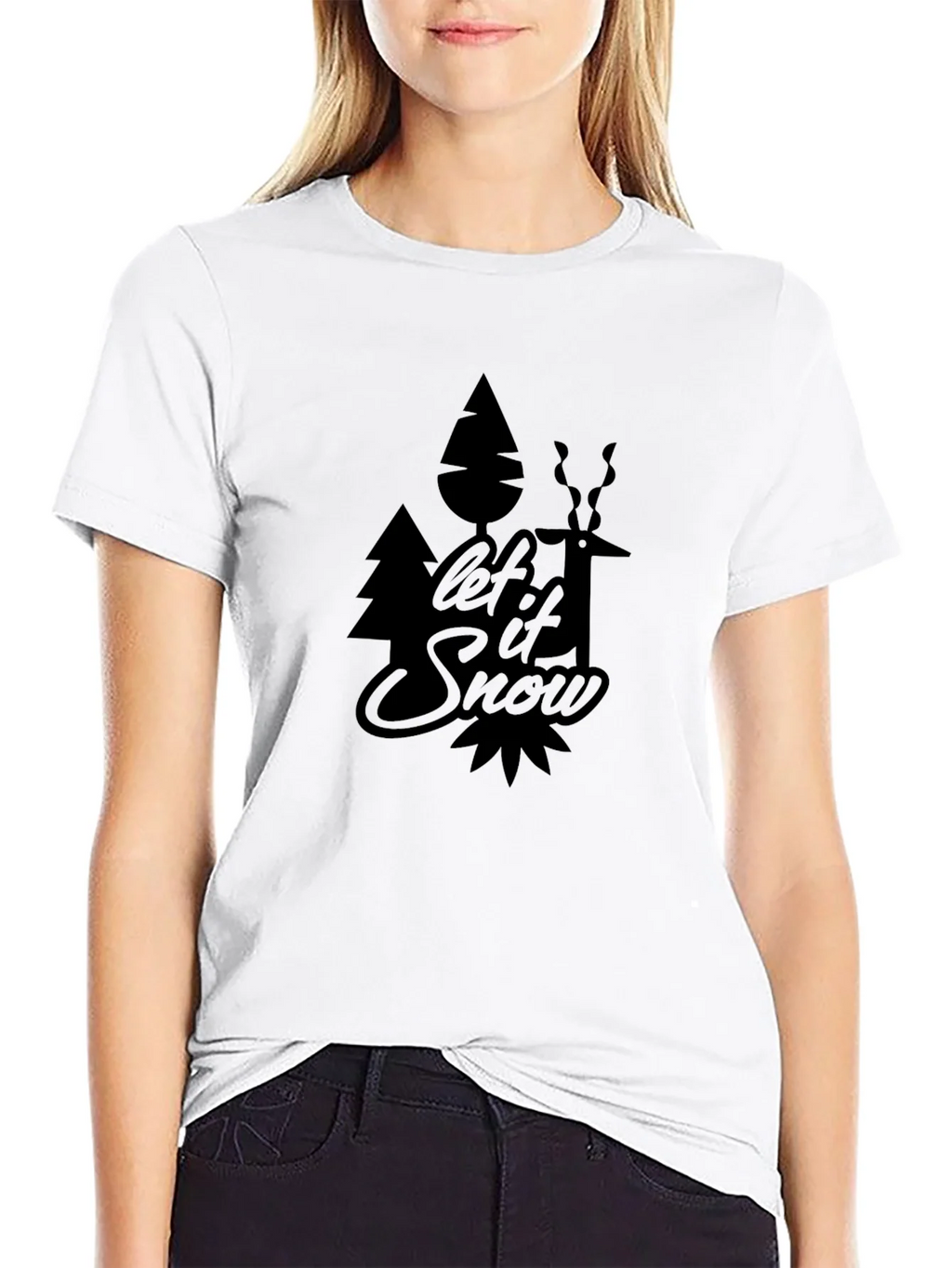 Let it Snow Graphic Print Black T-Shirt product image 8