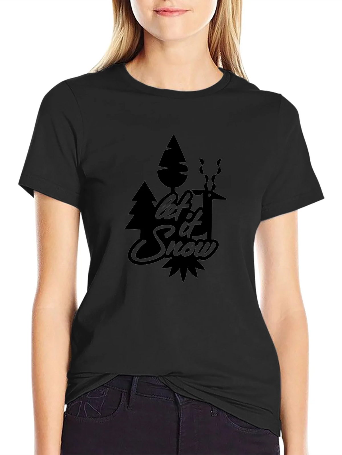 Let it Snow Graphic Print Black T-Shirt product image 2