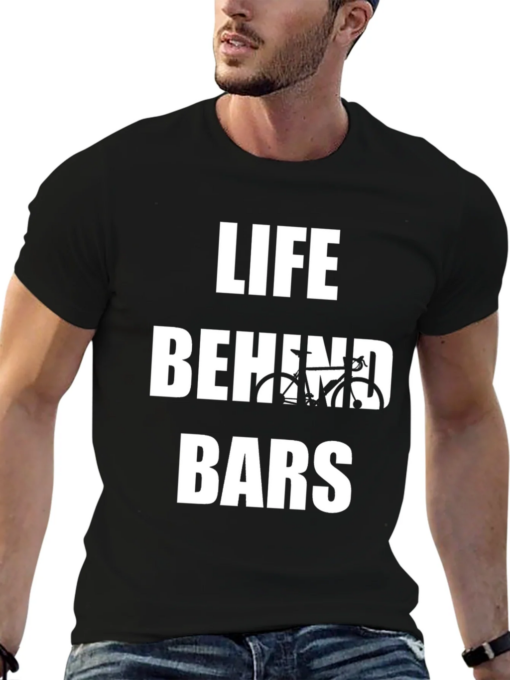 Life Behind Bars Bicycle Graphic Tee - Black product image 6