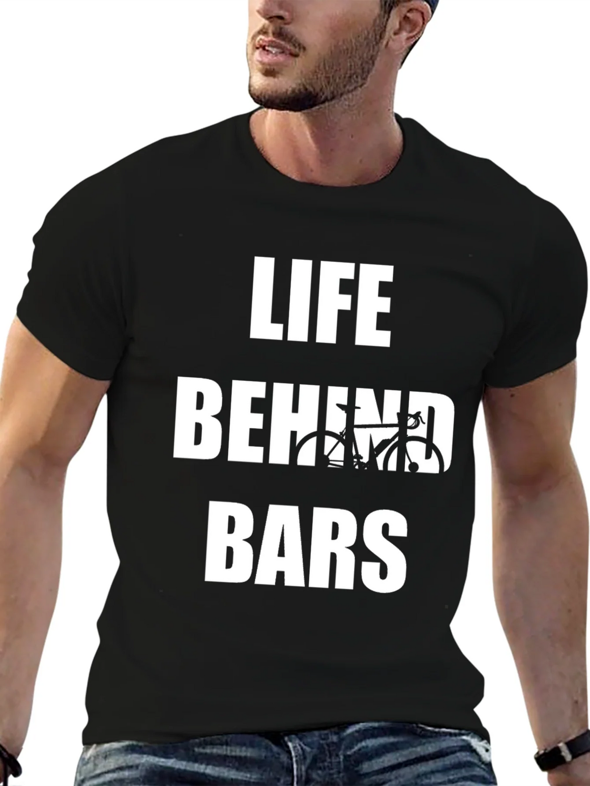 Life Behind Bars Bicycle Graphic Tee - Black product image 6