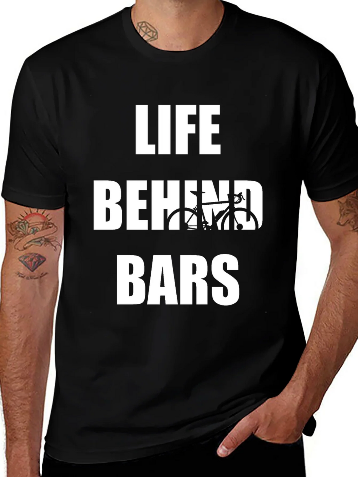 Life Behind Bars Bicycle Graphic Tee - Black product image 1