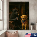 Funny Sheep and Dog Canvas Wall Art – Cool Black Sheep Smoking Lounge Decor