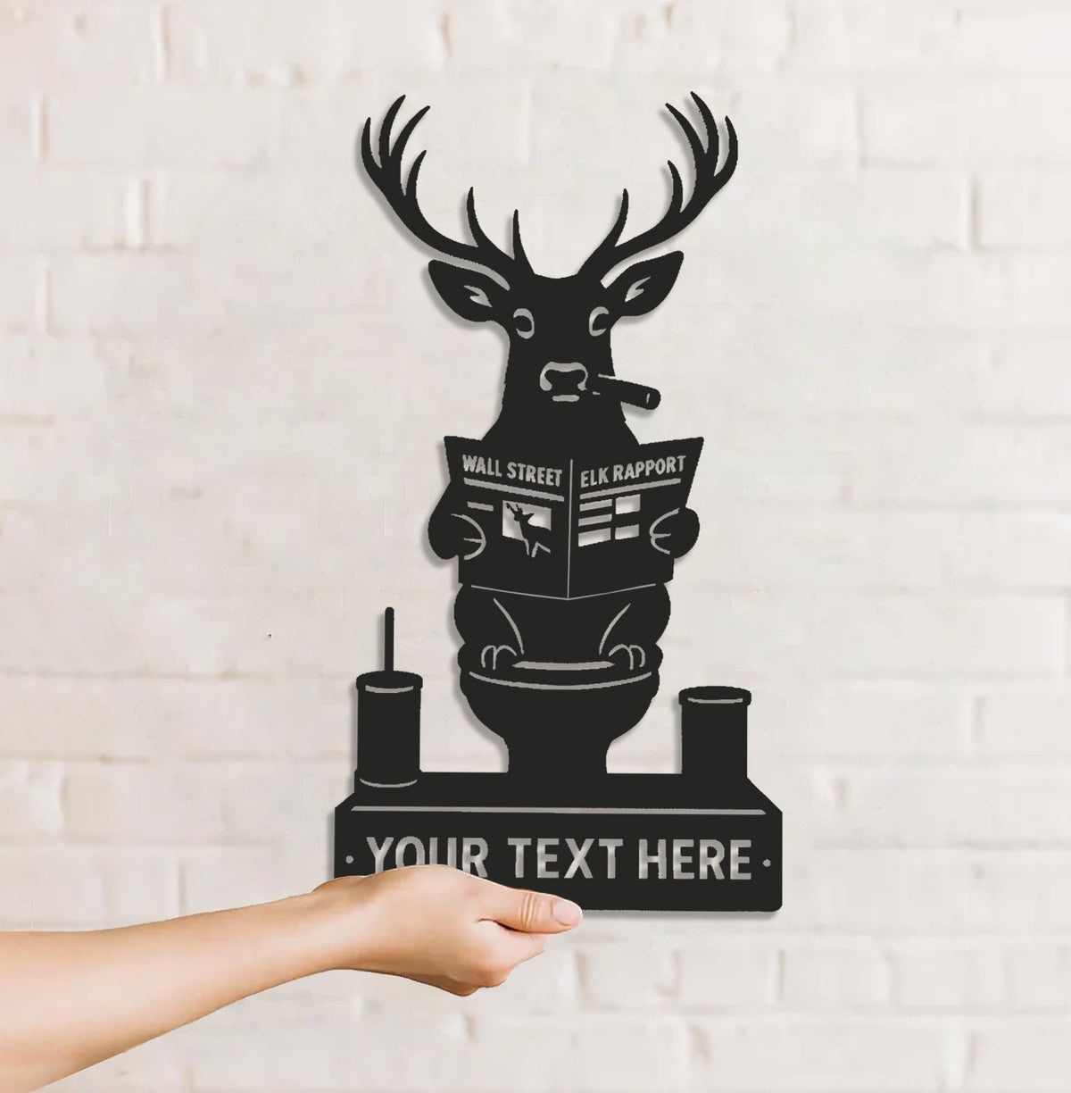 Personalized Deer Bathroom Humor Metal Sign WITH LED/WITHOUT LED, Rustic Hunting Cabin Wall Decor