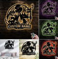 Personalized Deer and Fish Hunting Metal Sign WITH LED/WITHOUT LED, Rustic Cabin Wall Decor