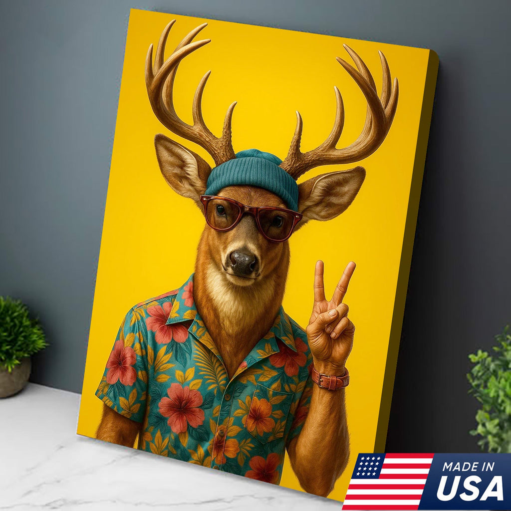 Cool Deer with Hawaiian Shirt Wall Art – Funny Animal product image 4