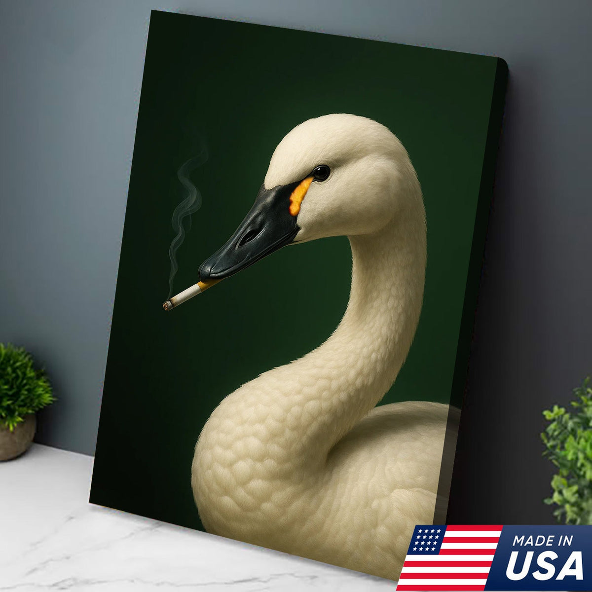 Tundra Swan Wall Art Canvas - Elegant Wildlife Cabin Decor - Unique Hunting Lodge Artwork