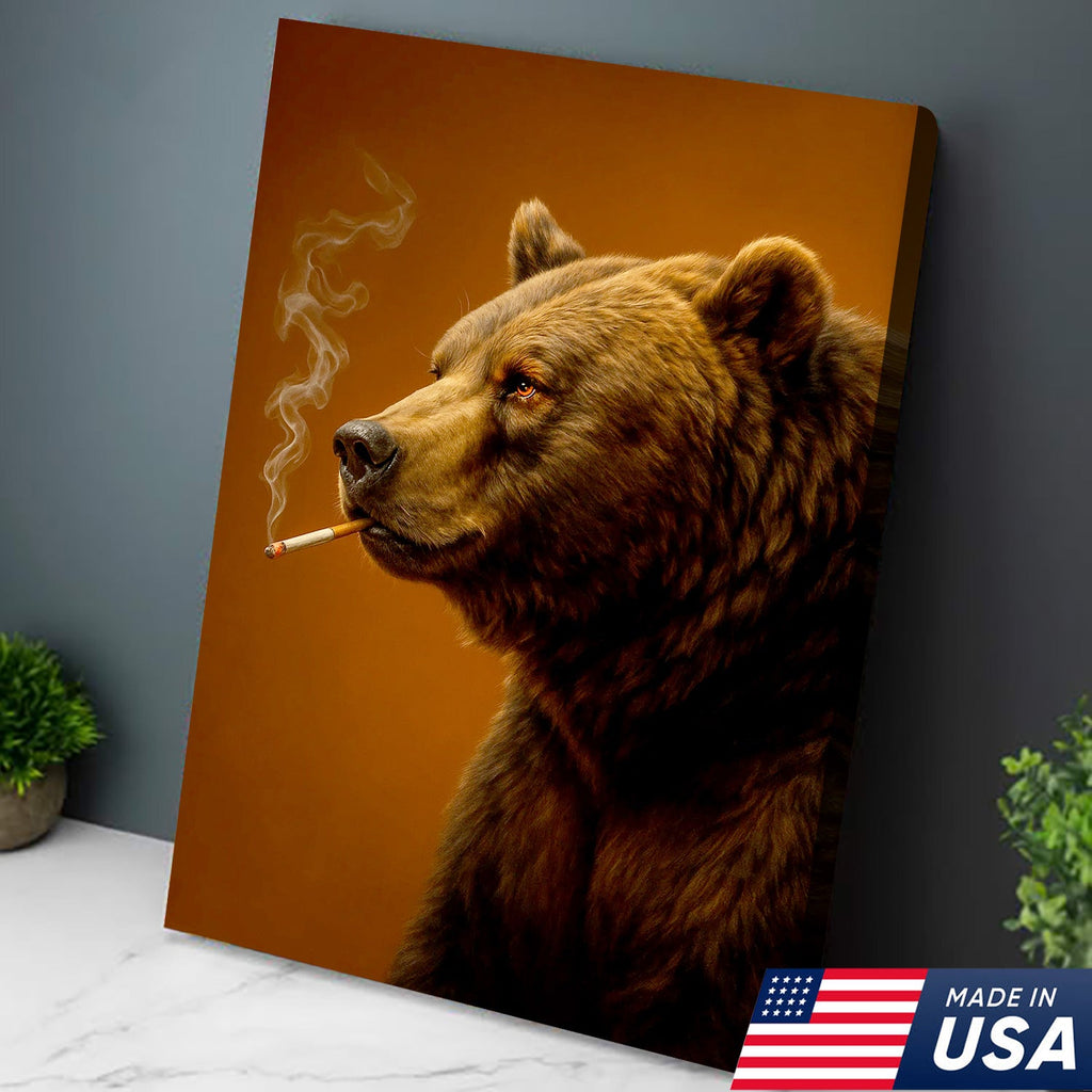 Grizzly Bear Canvas Wall Art – Majestic Rustic Wildlife Decor for Cabin, Lodge & Nature Lovers
