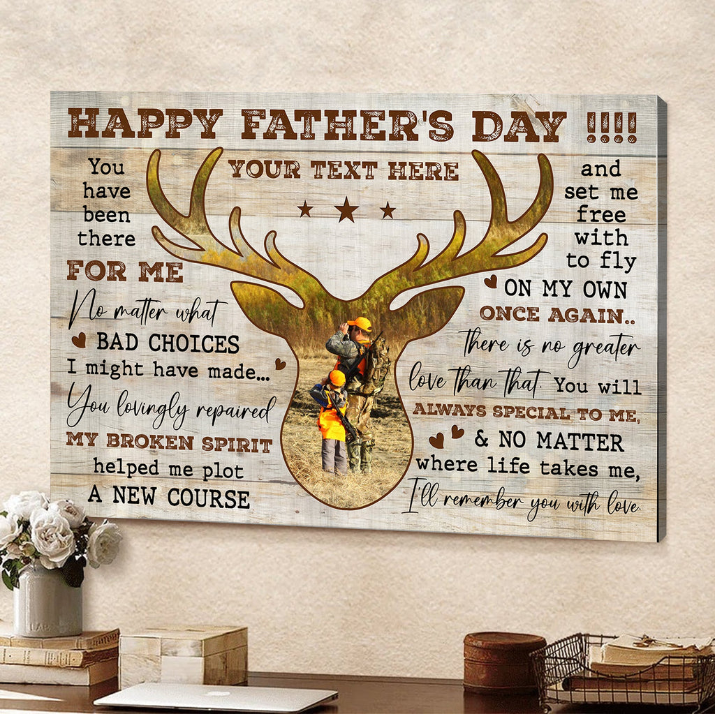 Personalized Happy Father's Day Hunting Canvas – Custom Gift for Dad Hunter, Deer Hunting Wall Art