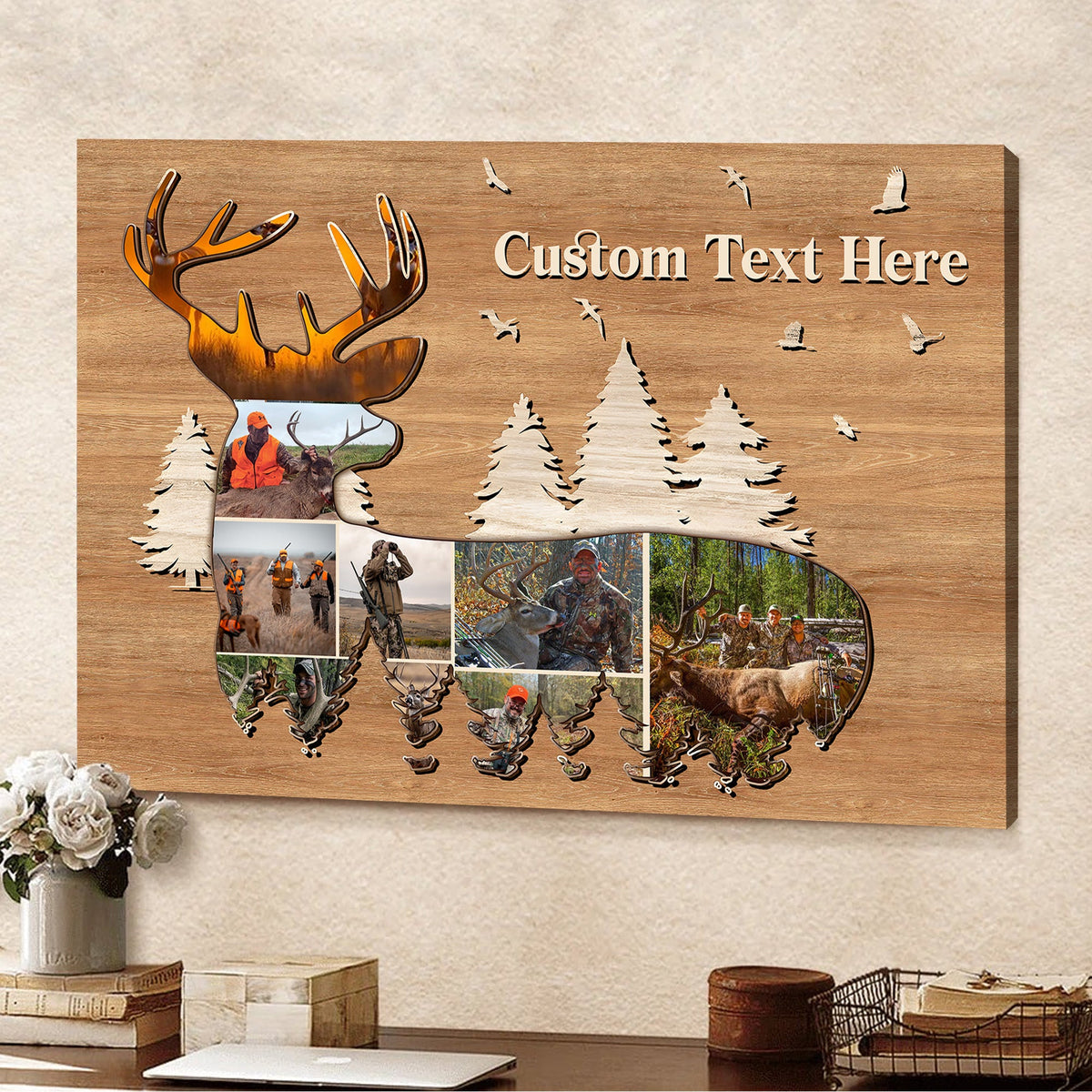Custom Hunting Photo Collage Deer Wall Art Canvas - Personalized Hunter Gift