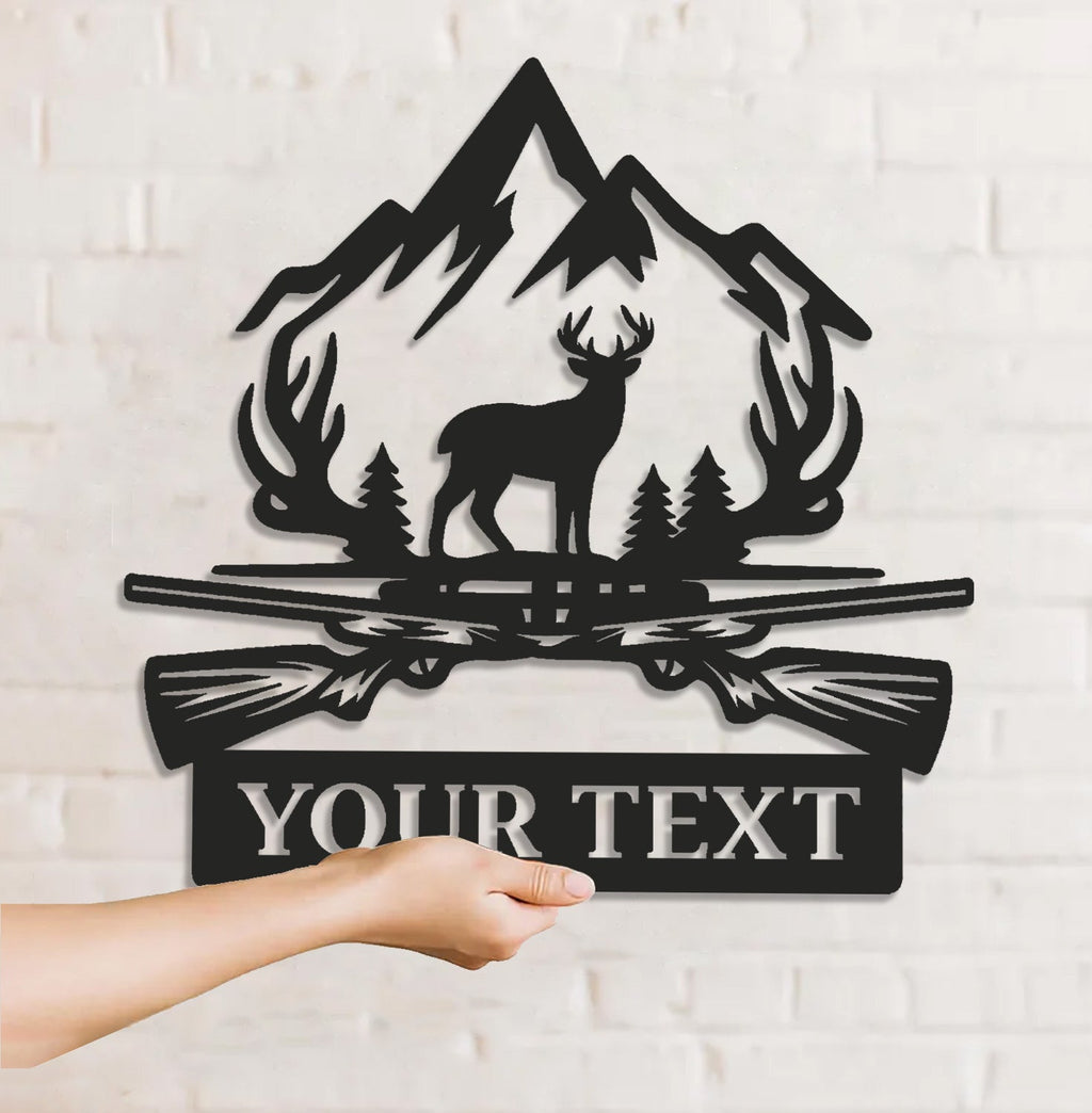 Personalized Deer Hunter Metal Sign WITH LED/WITHOUT LED, Custom Name Buck Light