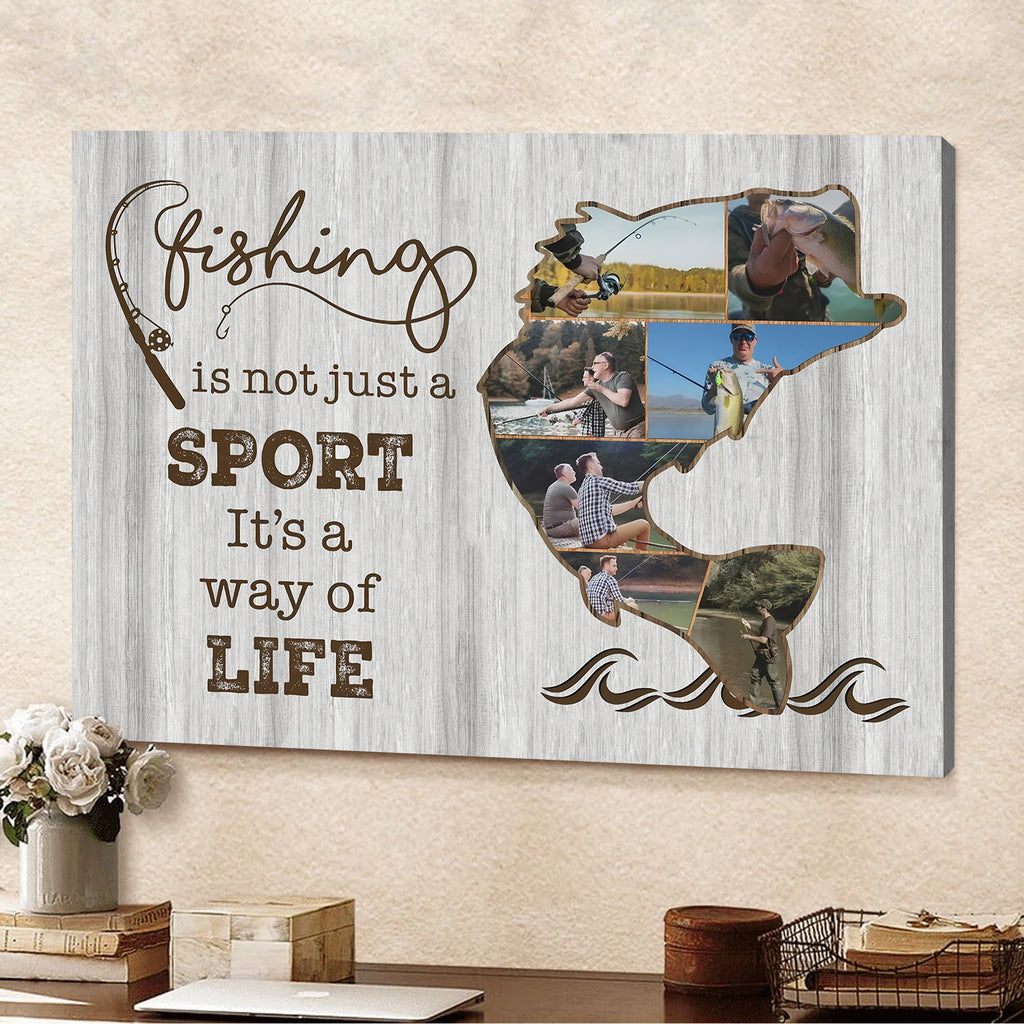 Custom Photo Fishing Is Not Just a Sport Canvas Wall Art – Fishing Gift for Dad, Fisherman Wall Decor