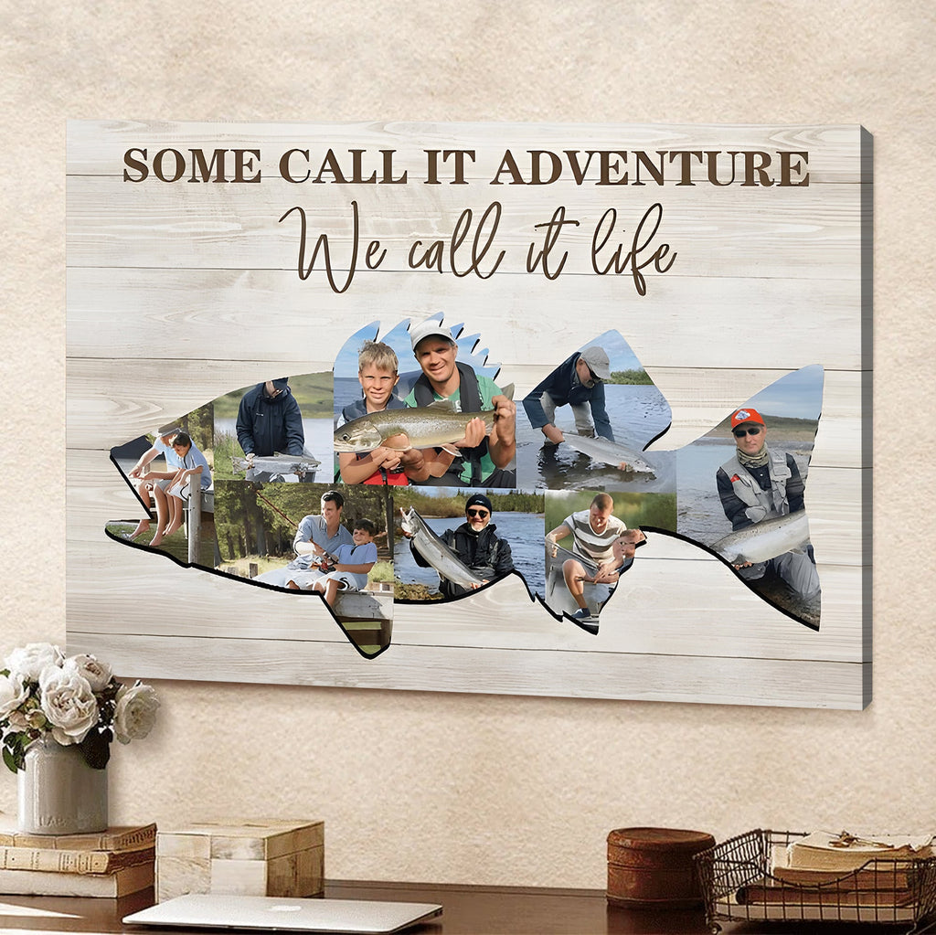 Custom Photo Fishing Memories Canvas Personalized Wall Art for Cabin & Home