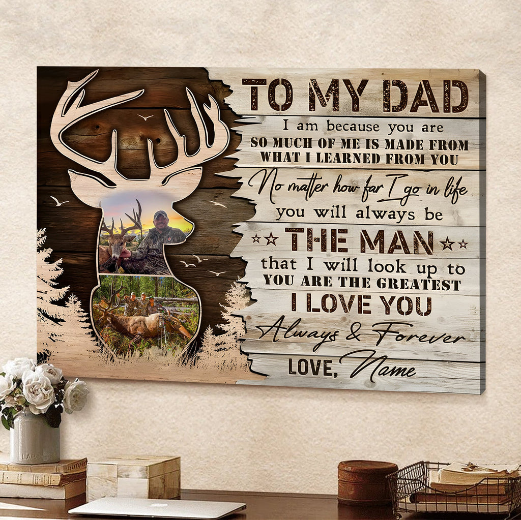 Personalized Hunting Dad Canvas – To My Dad Gift from Son Custom Deer Photo Wall Art