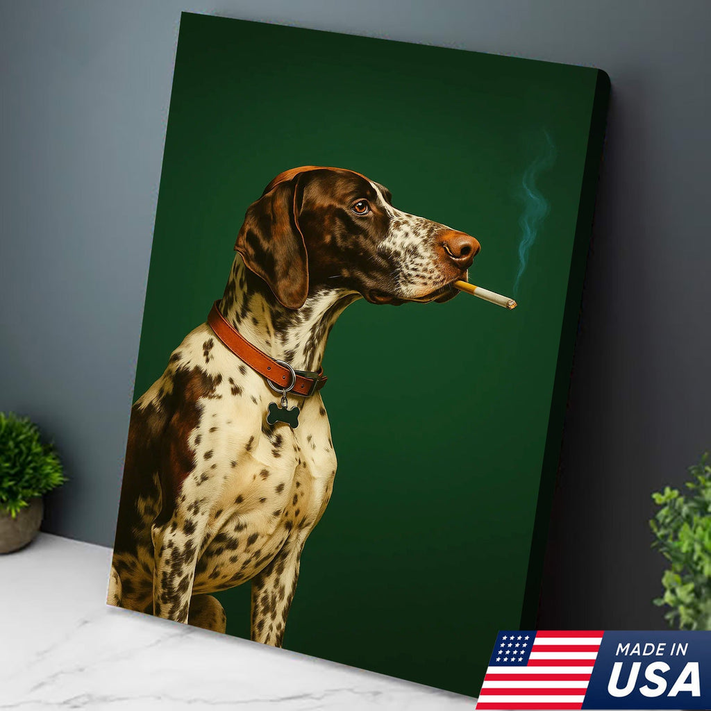 Funny Dog Canvas Wall Art, German Shorthaired Pointer Portrait
