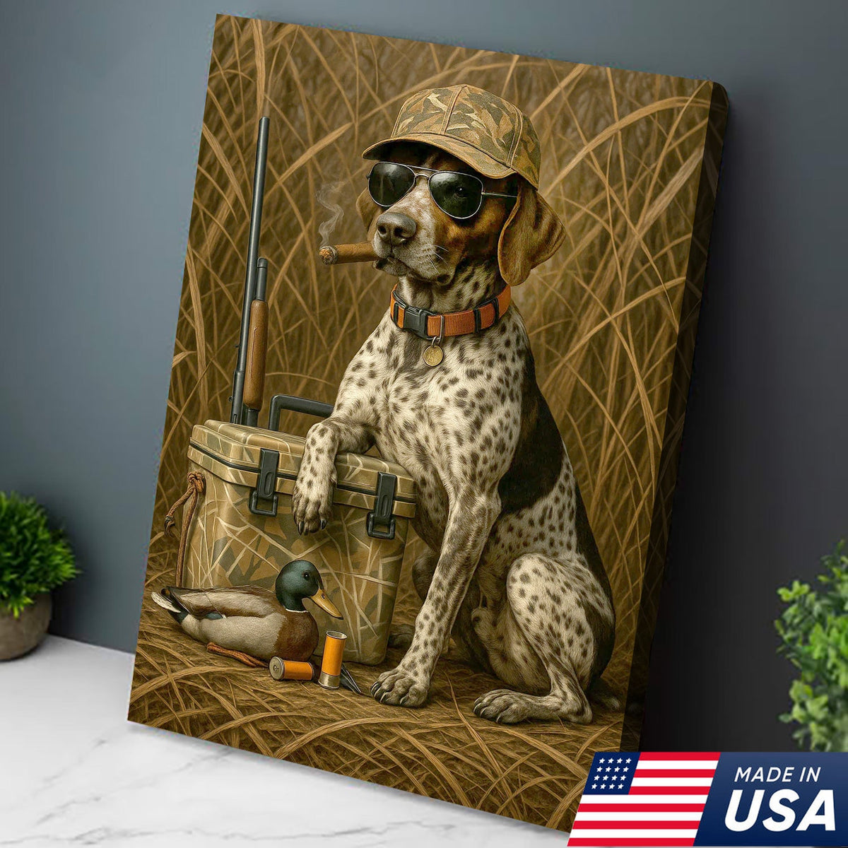 Hunting Dog Canvas Wall Art, Duck Hunter Retriever with Gear