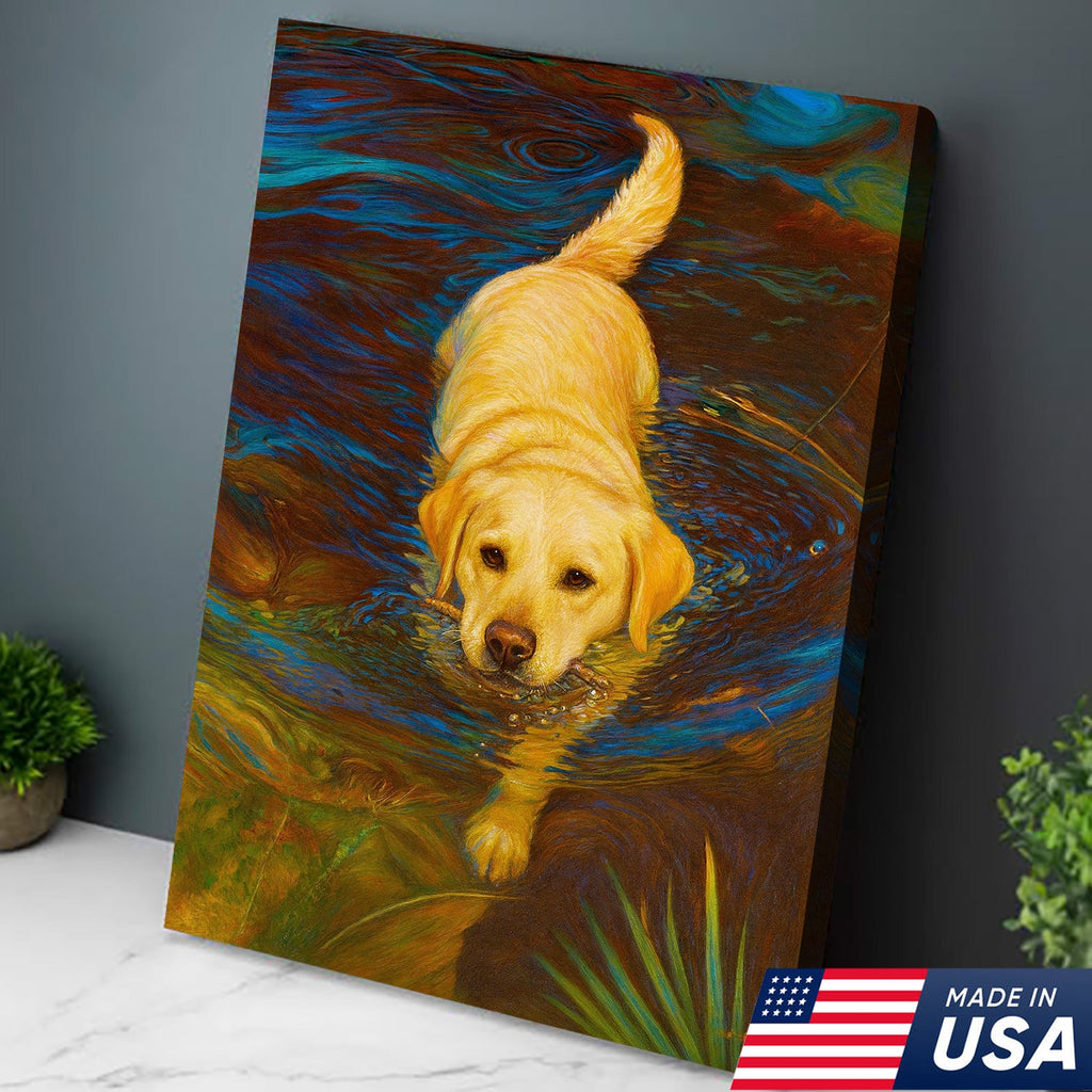 Yellow Labrador Retriever Wall Art – Dog Lover Gift, Pet Decor Canvas for Home & Cabin Style